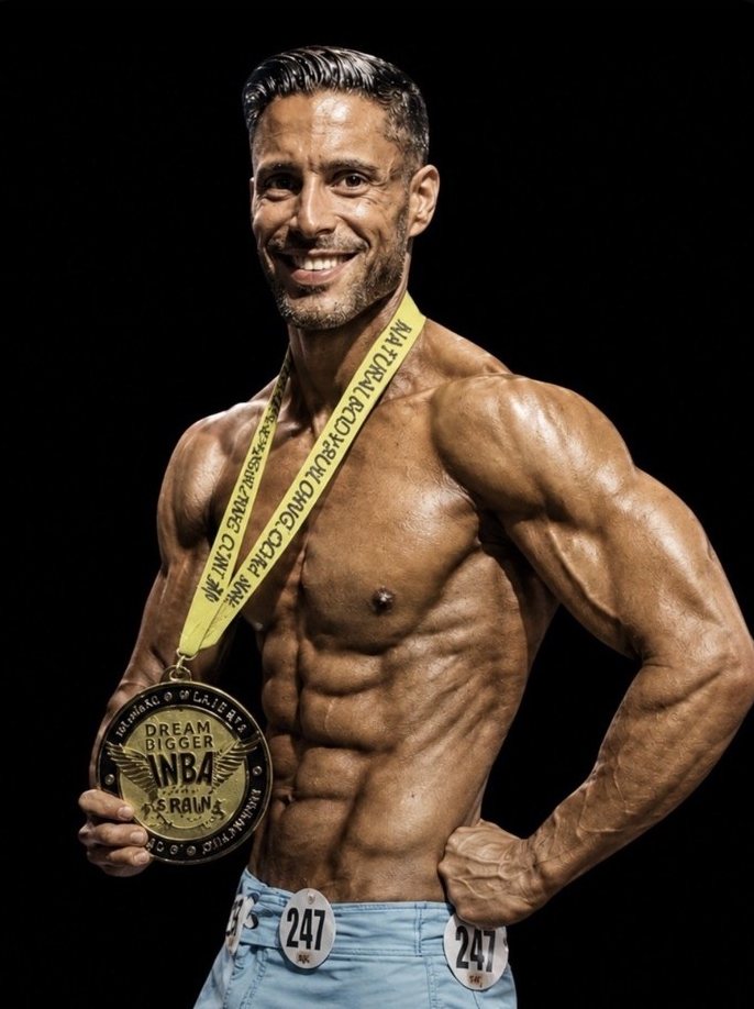 Daniel Cánovas, 7 veces Campeón del Mundo de Fitness Natural, con su medalla