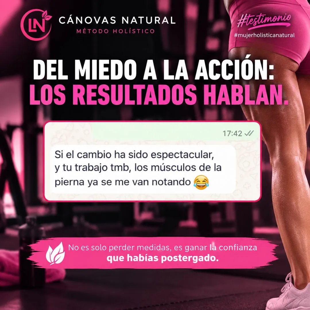 Testimonio real por WhatsApp de una alumna: el cambio ha sido espectacular y ya nota los músculos de las piernas